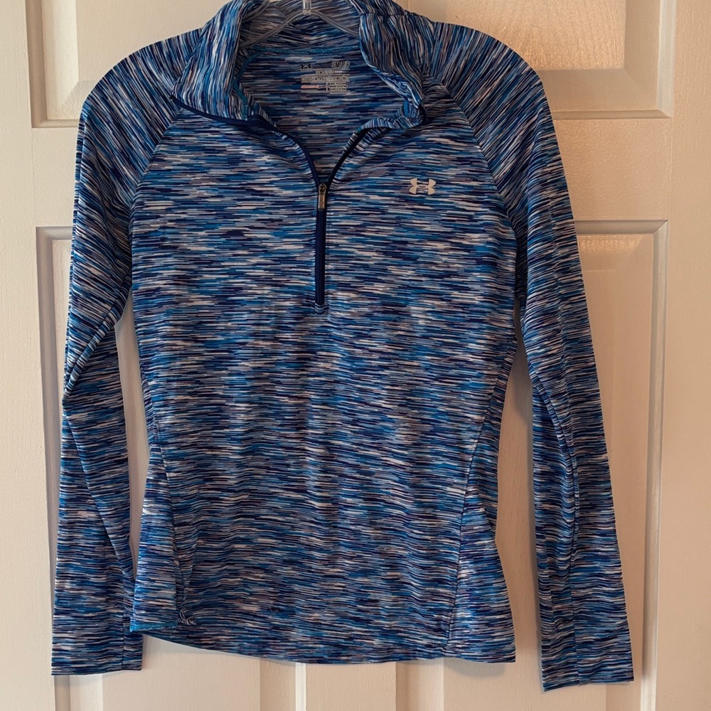Under Armour Blue and White Half-Zip Pullover